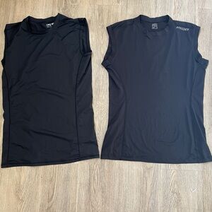 2 Men’s Black Sleeveless Athletic Performance Tank Tops - Size Large